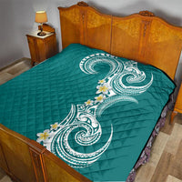 Aloha Polynesian Plumeria Flower Quilt Teal Color