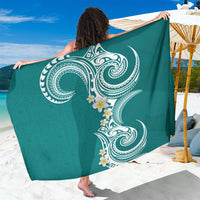 Aloha Polynesian Plumeria Flower Sarong Teal Color