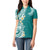 Aloha Polynesian Plumeria Flower Women Polo Shirt Teal Color