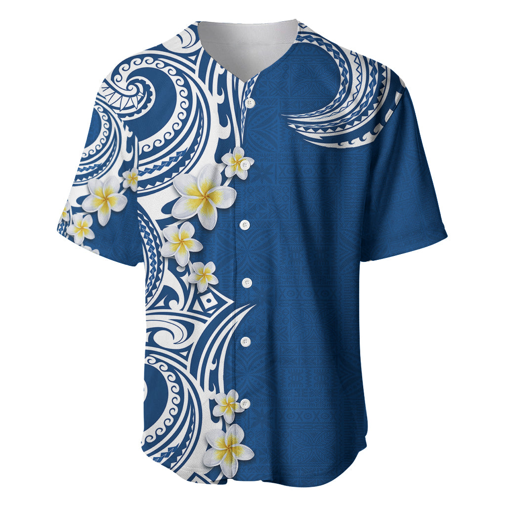 Aloha Polynesian Plumeria Flower Baseball Jersey Blue Color LT03 Blue - Polynesian Pride