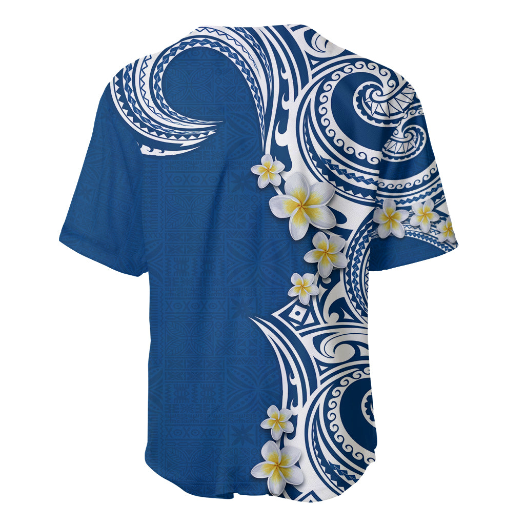 Aloha Polynesian Plumeria Flower Baseball Jersey Blue Color LT03 - Polynesian Pride