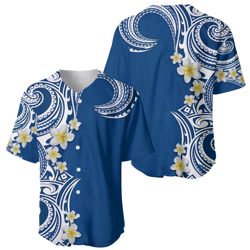 Aloha Polynesian Plumeria Flower Baseball Jersey Blue Color LT03 - Polynesian Pride