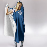 Aloha Polynesian Plumeria Flower Hooded Blanket Blue Color