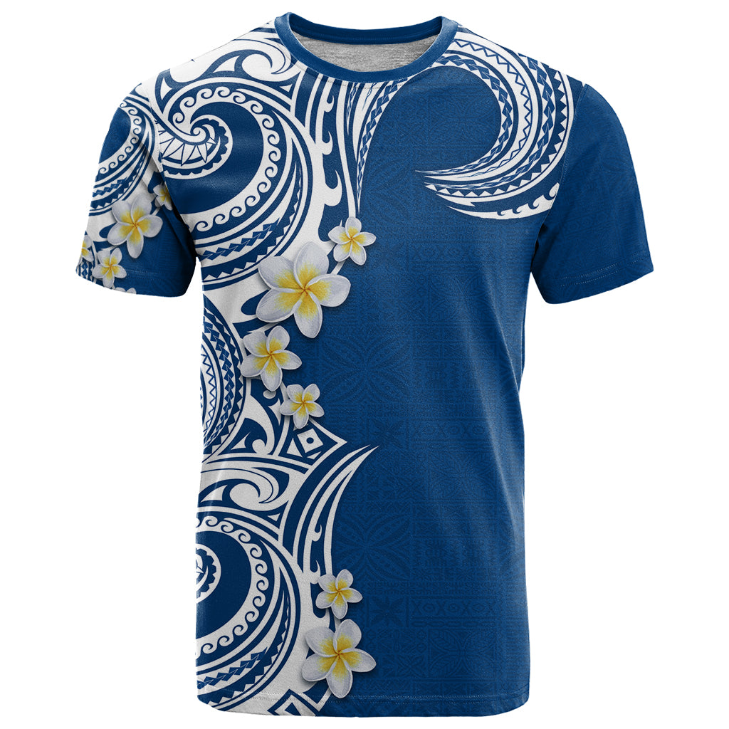 Aloha Polynesian Plumeria Flower T Shirt Blue Color LT03 Blue - Polynesian Pride