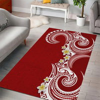Aloha Polynesian Plumeria Flower Area Rug Red Color