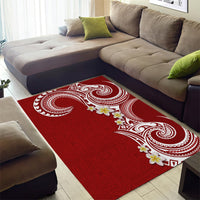 Aloha Polynesian Plumeria Flower Area Rug Red Color