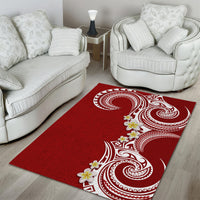 Aloha Polynesian Plumeria Flower Area Rug Red Color