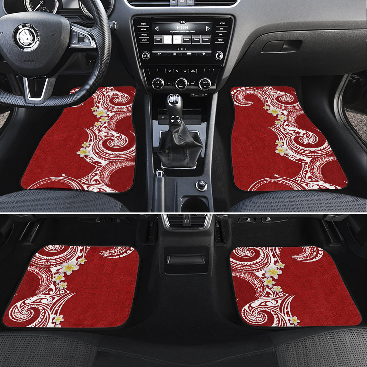 Aloha Polynesian Plumeria Flower Car Mats Red Color