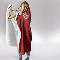 Aloha Polynesian Plumeria Flower Hooded Blanket Red Color