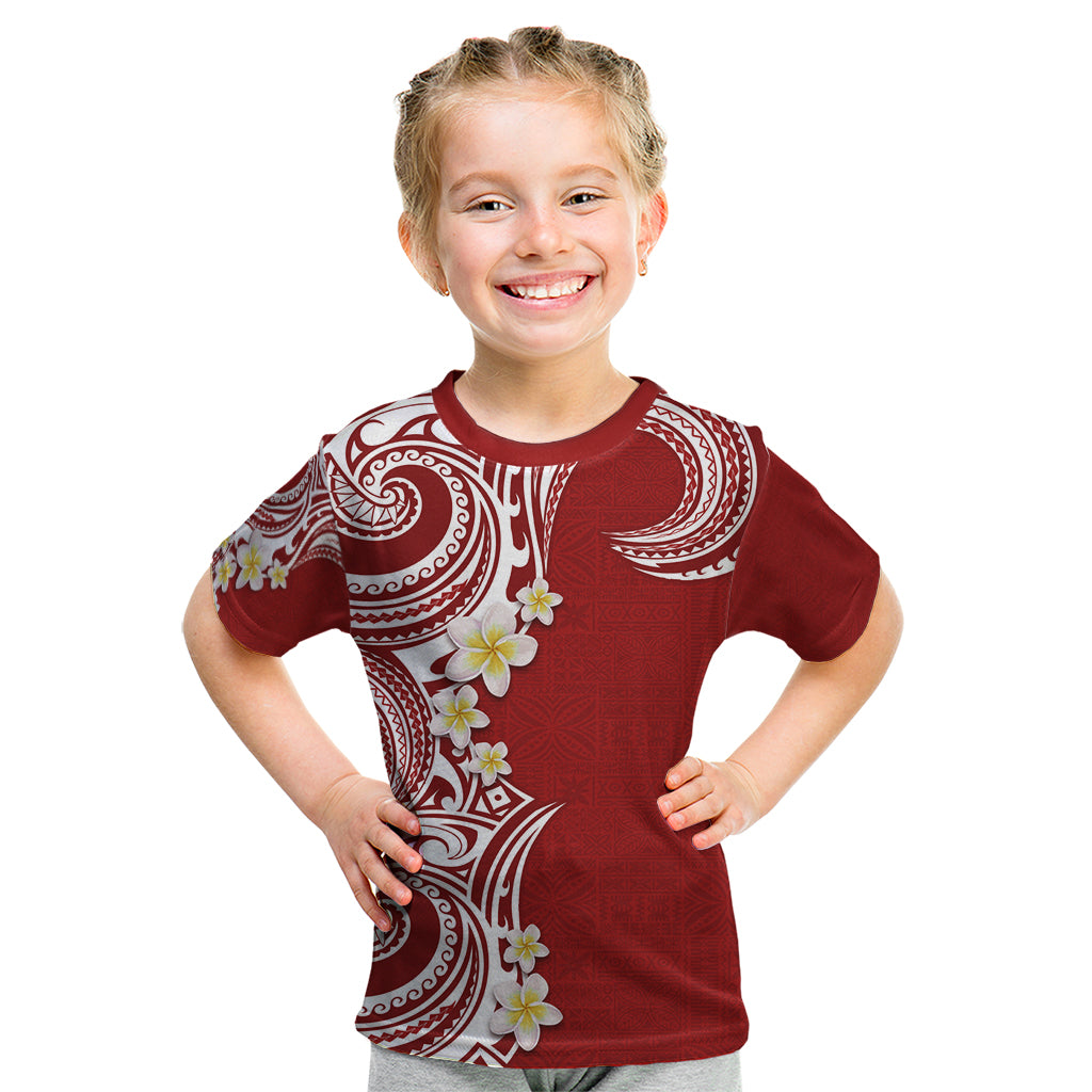 Aloha Polynesian Plumeria Flower Kid T Shirt Red Color LT03 Red - Polynesian Pride