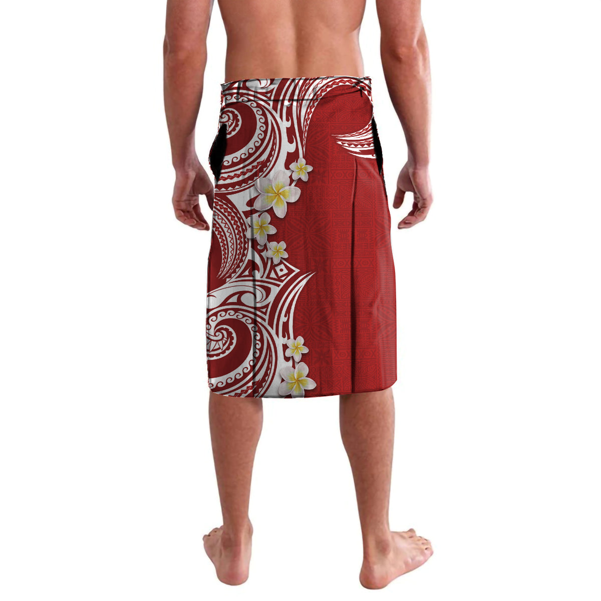 Aloha Polynesian Plumeria Flower Lavalava Red Color