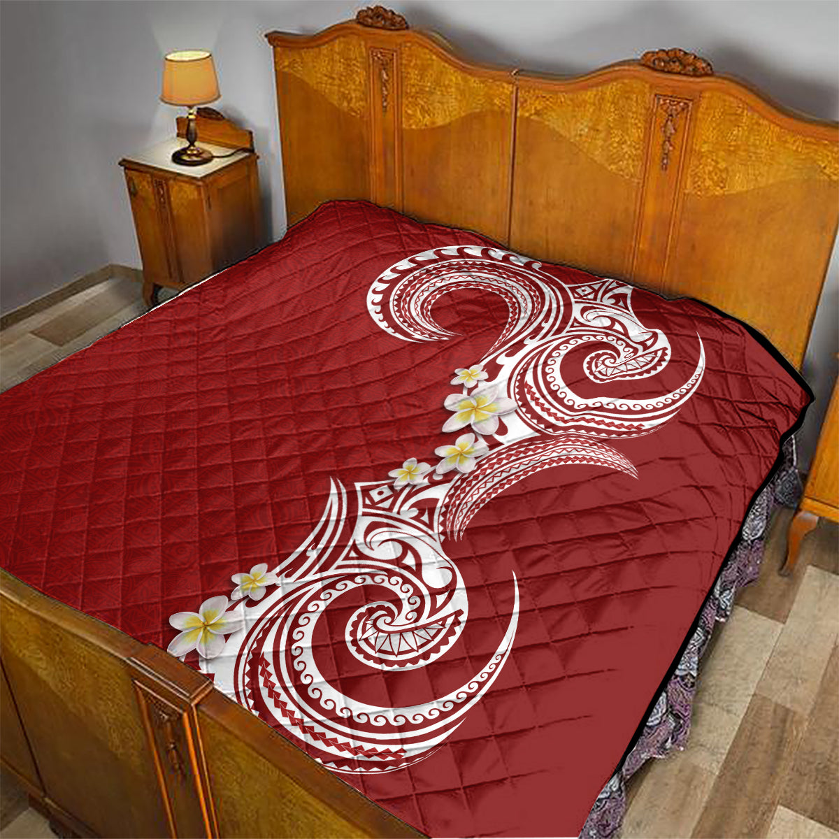 Aloha Polynesian Plumeria Flower Quilt Red Color LT03 - Polynesian Pride