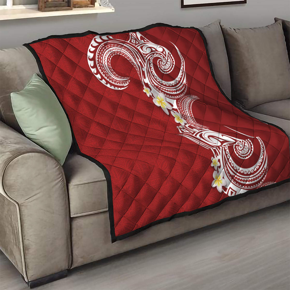 Aloha Polynesian Plumeria Flower Quilt Red Color LT03 - Polynesian Pride
