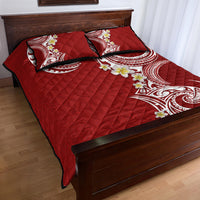 Aloha Polynesian Plumeria Flower Quilt Bed Set Red Color