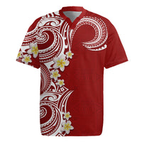 Aloha Polynesian Plumeria Flower Rugby Jersey Red Color