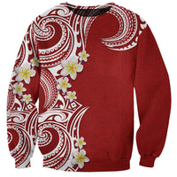 Aloha Polynesian Plumeria Flower Sweatshirt Red Color