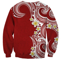 Aloha Polynesian Plumeria Flower Sweatshirt Red Color