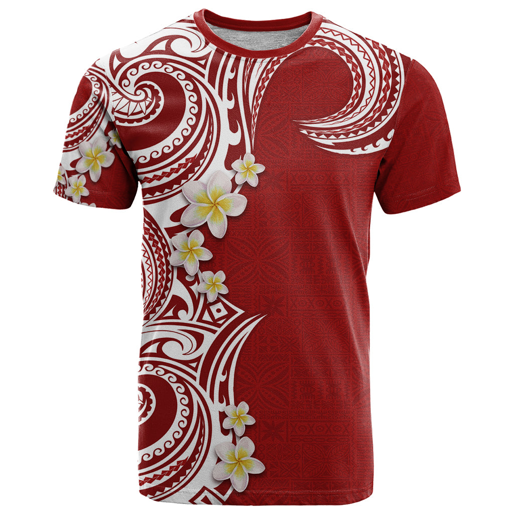 Aloha Polynesian Plumeria Flower T Shirt Red Color LT03 Red - Polynesian Pride