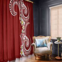 Aloha Polynesian Plumeria Flower Window Curtain Red Color
