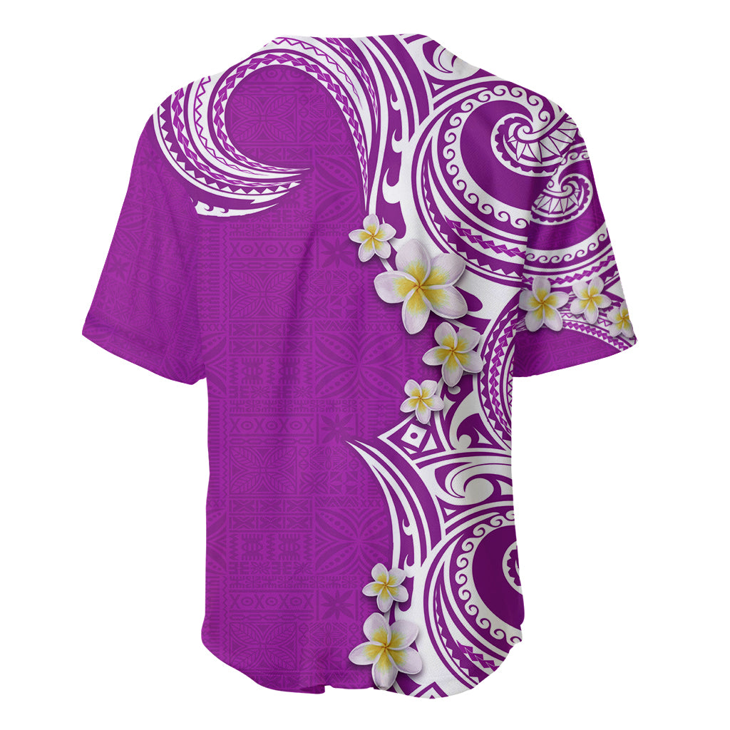 Aloha Polynesian Plumeria Flower Baseball Jersey Purple Color LT03 - Polynesian Pride