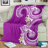 Aloha Polynesian Plumeria Flower Blanket Purple Color