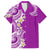Aloha Polynesian Plumeria Flower Family Matching Tank Maxi Dress and Hawaiian Shirt Purple Color