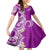 Aloha Polynesian Plumeria Flower Kid Short Sleeve Dress Purple Color