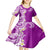 Aloha Polynesian Plumeria Flower Kid Short Sleeve Dress Purple Color