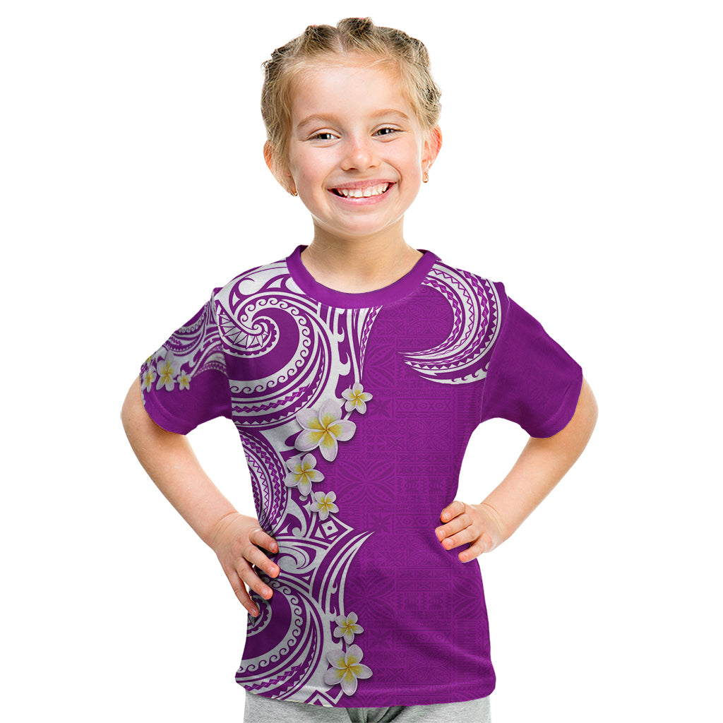 Aloha Polynesian Plumeria Flower Kid T Shirt Purple Color LT03 Purple - Polynesian Pride