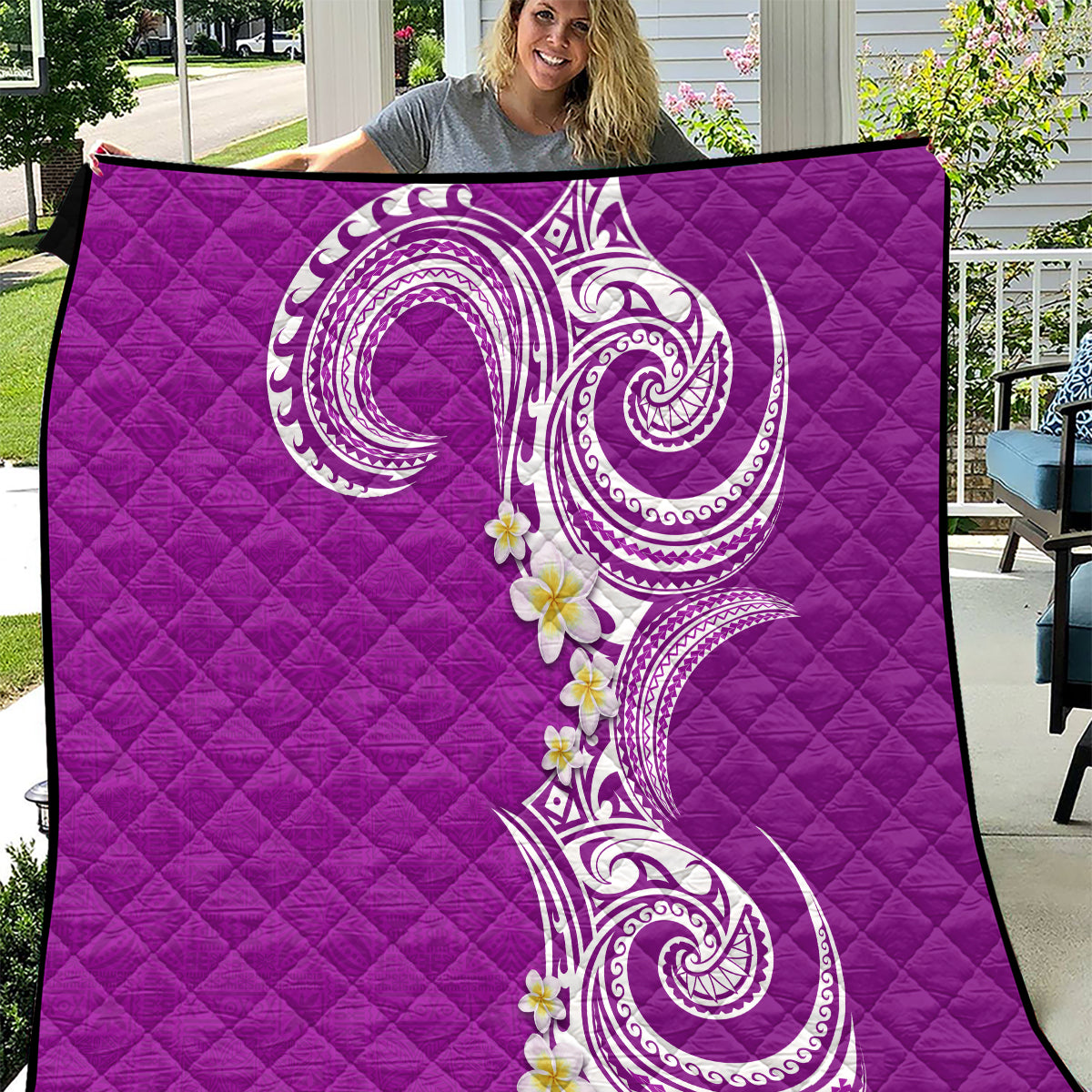 Aloha Polynesian Plumeria Flower Quilt Purple Color LT03 Purple - Polynesian Pride