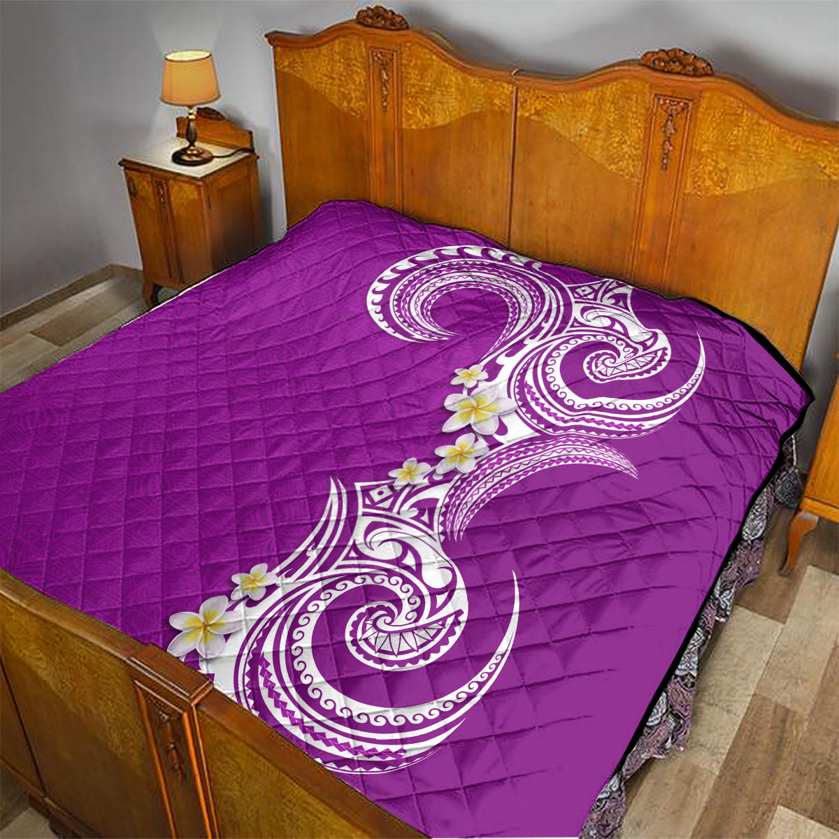 Aloha Polynesian Plumeria Flower Quilt Purple Color LT03 - Polynesian Pride