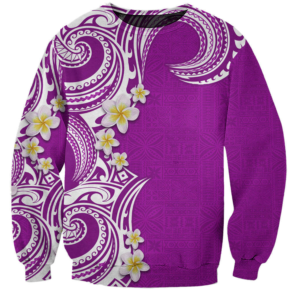 Aloha Polynesian Plumeria Flower Sweatshirt Purple Color