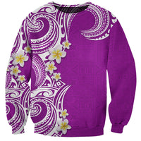 Aloha Polynesian Plumeria Flower Sweatshirt Purple Color