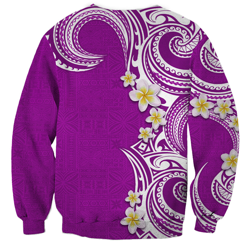 Aloha Polynesian Plumeria Flower Sweatshirt Purple Color