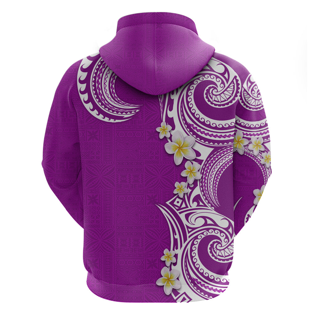 Aloha Polynesian Plumeria Flower Zip Hoodie Purple Color