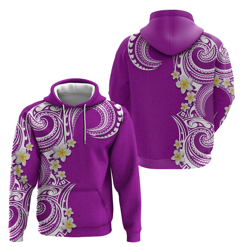 Aloha Polynesian Plumeria Flower Zip Hoodie Purple Color