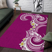 Aloha Polynesian Plumeria Flower Area Rug Pink Color