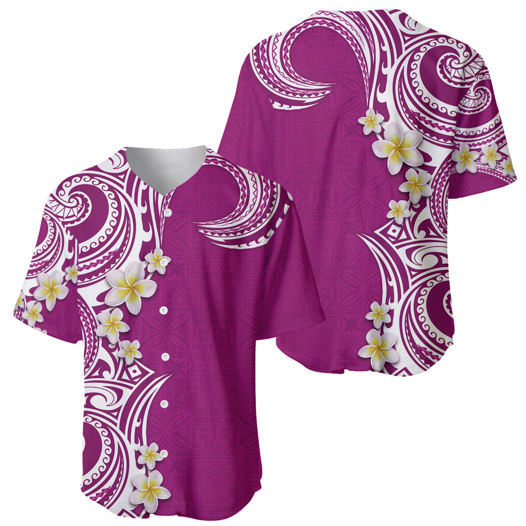 Aloha Polynesian Plumeria Flower Baseball Jersey Pink Color LT03 - Polynesian Pride