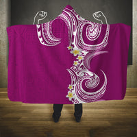 Aloha Polynesian Plumeria Flower Hooded Blanket Pink Color