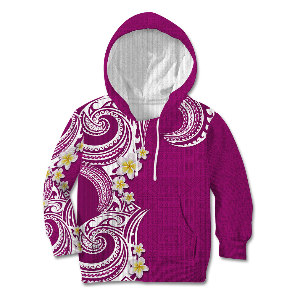 Aloha Polynesian Plumeria Flower Kid Hoodie Pink Color