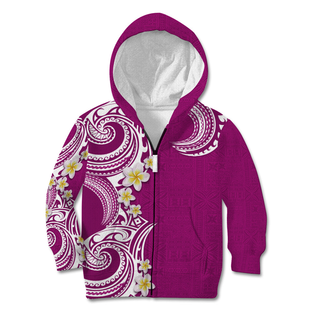 Aloha Polynesian Plumeria Flower Kid Hoodie Pink Color