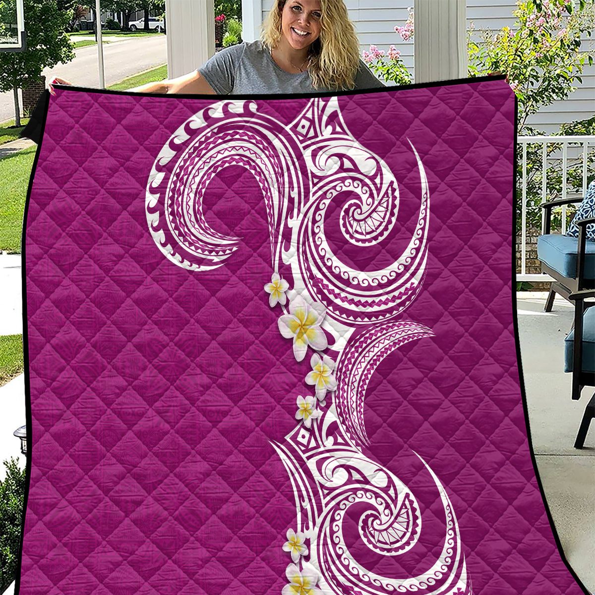 Aloha Polynesian Plumeria Flower Quilt Pink Color LT03 Pink - Polynesian Pride