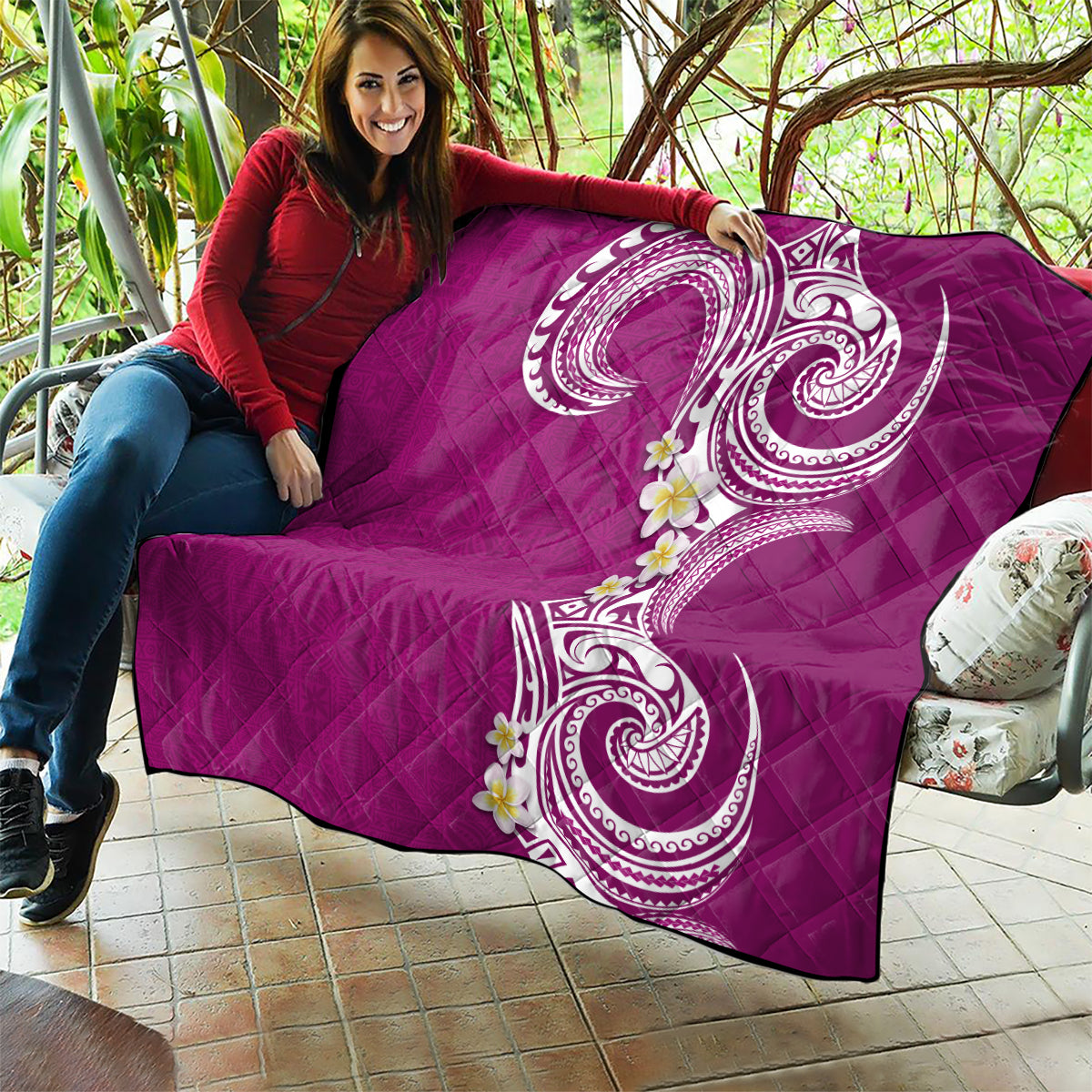 Aloha Polynesian Plumeria Flower Quilt Pink Color LT03 - Polynesian Pride