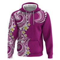Aloha Polynesian Plumeria Flower Zip Hoodie Pink Color