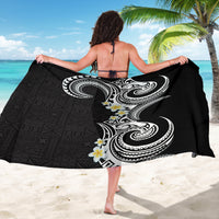 Aloha Polynesian Plumeria Flower Sarong Black White Color