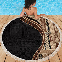 Samoa Siapo Motif and Tapa Pattern Half Style Beach Blanket Beige Color LT03 - Polynesian Pride