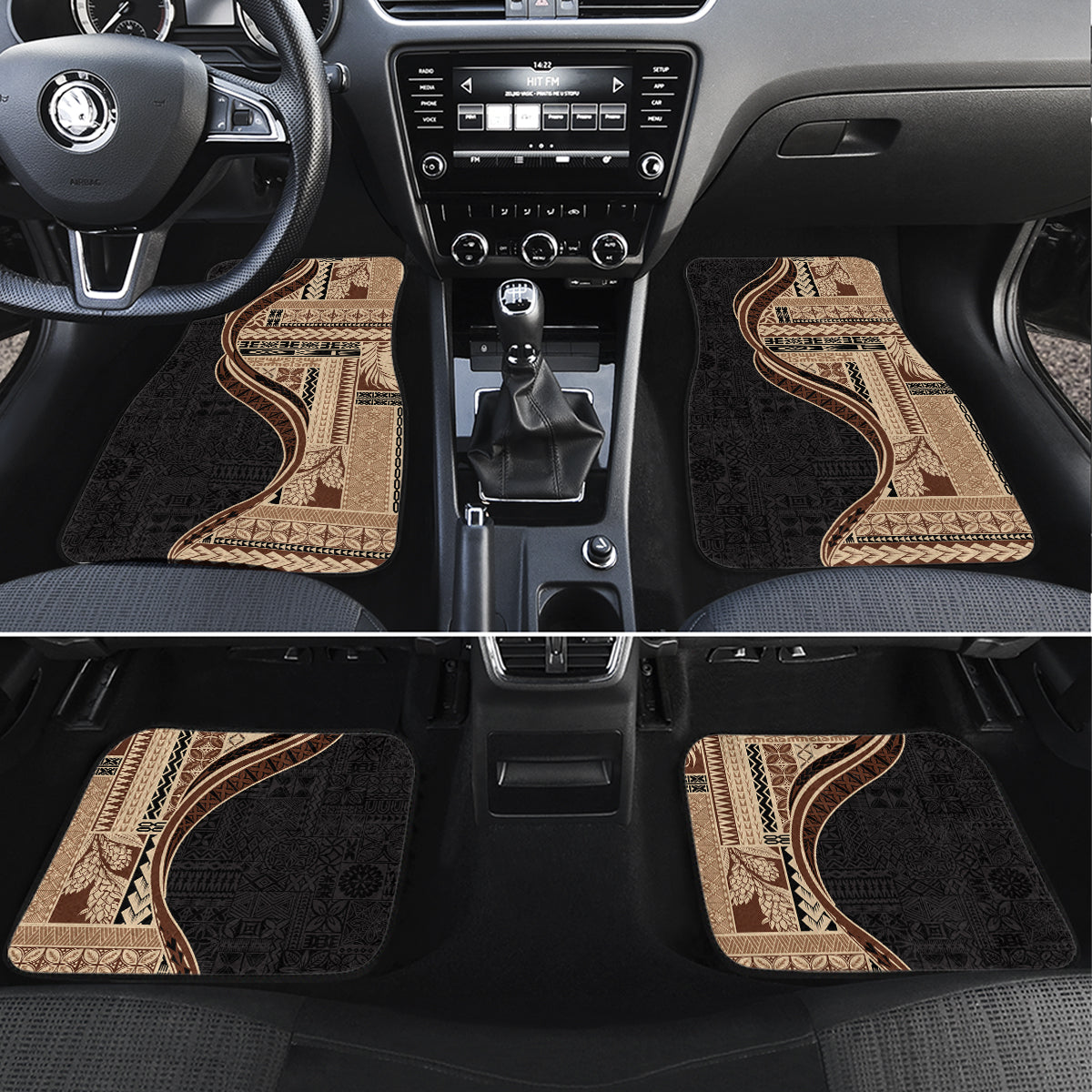 Samoa Siapo Motif and Tapa Pattern Half Style Car Mats Beige Color