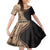 Samoa Siapo Motif and Tapa Pattern Half Style Family Matching Off Shoulder Maxi Dress and Hawaiian Shirt Beige Color