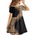 Samoa Siapo Motif and Tapa Pattern Half Style Family Matching Off Shoulder Maxi Dress and Hawaiian Shirt Beige Color