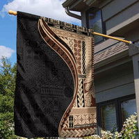 Samoa Siapo Motif and Tapa Pattern Half Style Garden Flag Beige Color
